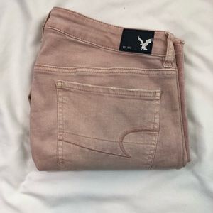 Pink American Eagle Crop Skinny Jeans
